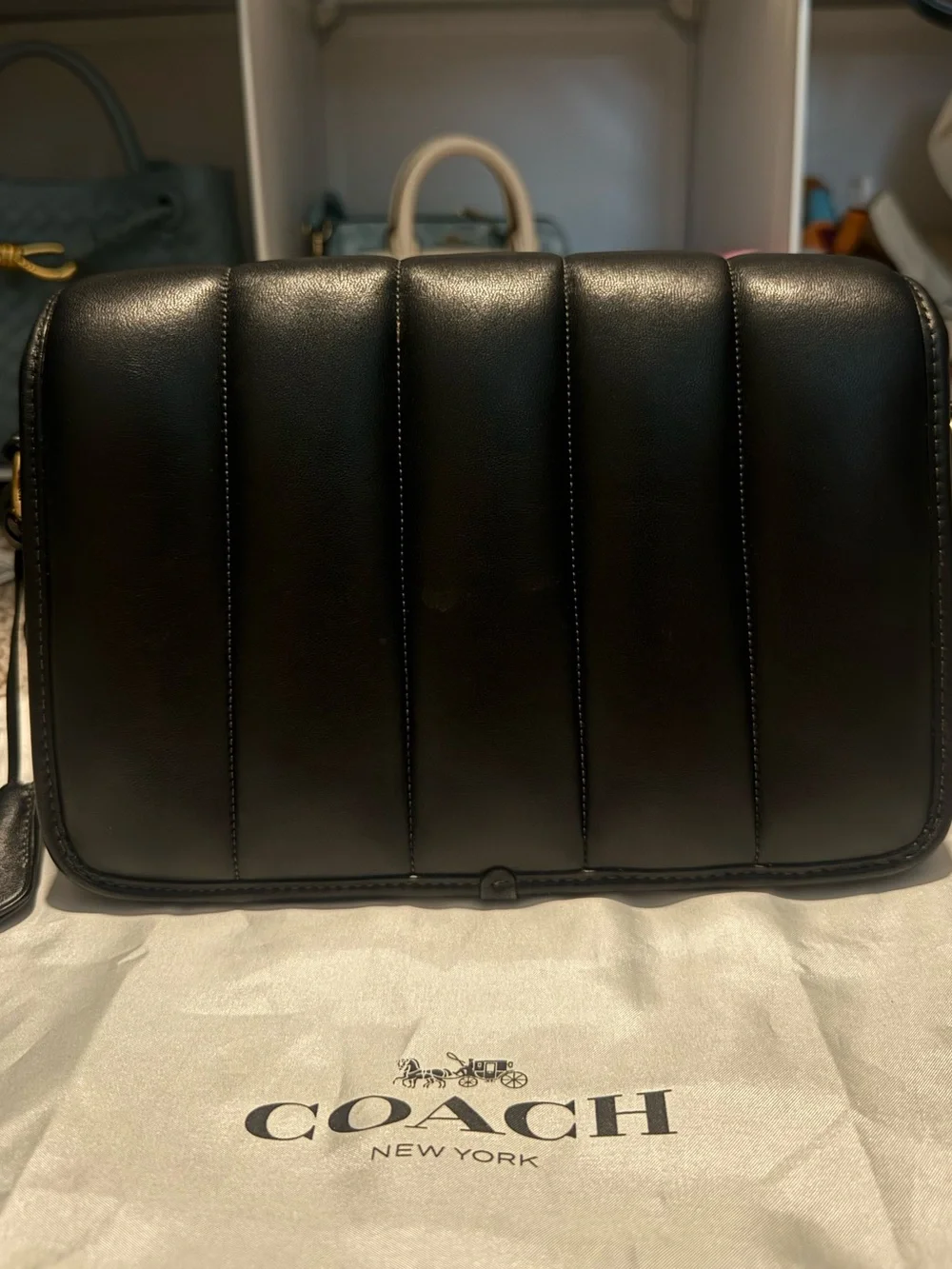 Coach Black Quilted Studio Leather Crossbody with Gold 'C' Hardware